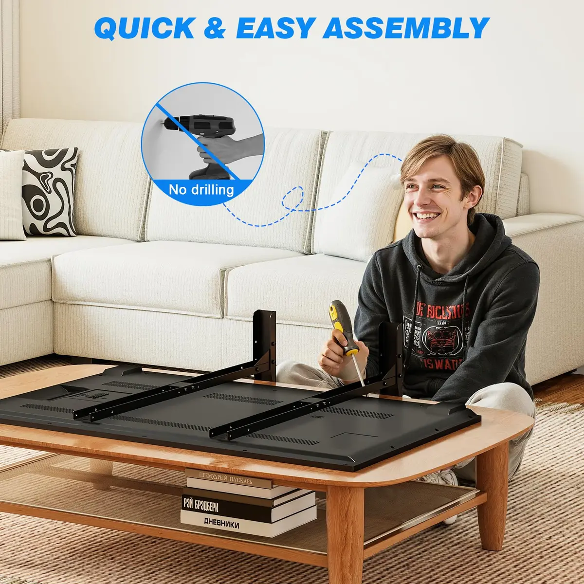 Rfiver Universal TV Stand Mount for 20-75 inch Flat Curved TVs | Supports 110 lbs & VESA 800x600mm - view 8
