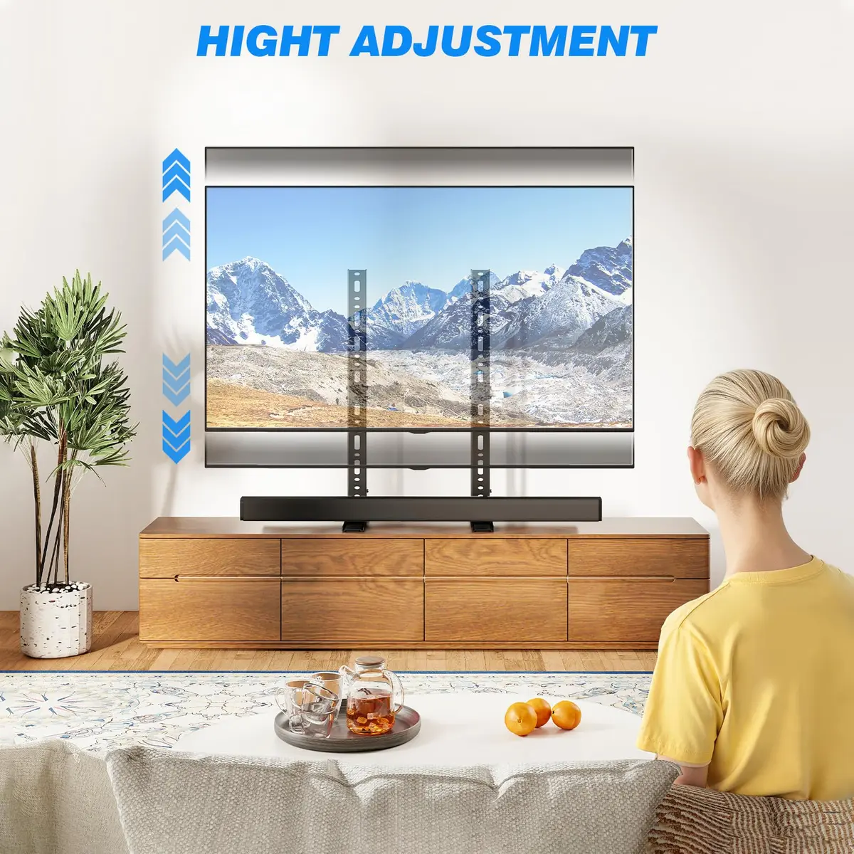 Rfiver Universal TV Stand Mount for 20-75 inch Flat Curved TVs | Supports 110 lbs & VESA 800x600mm - view 3