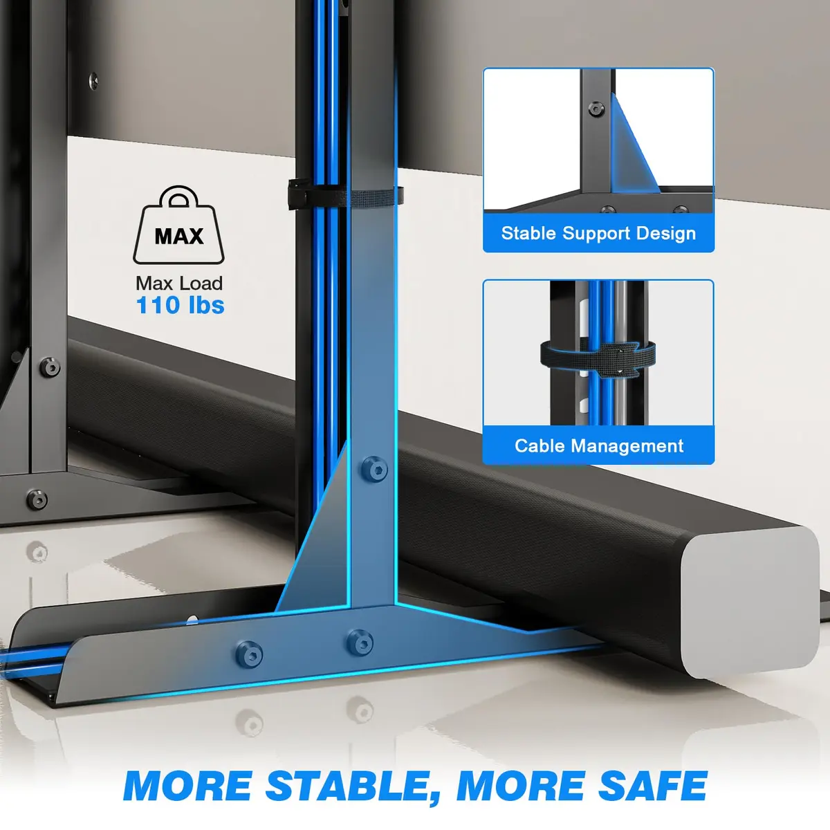 Rfiver Universal TV Stand Mount for 20-75 inch Flat Curved TVs | Supports 110 lbs & VESA 800x600mm - view 4