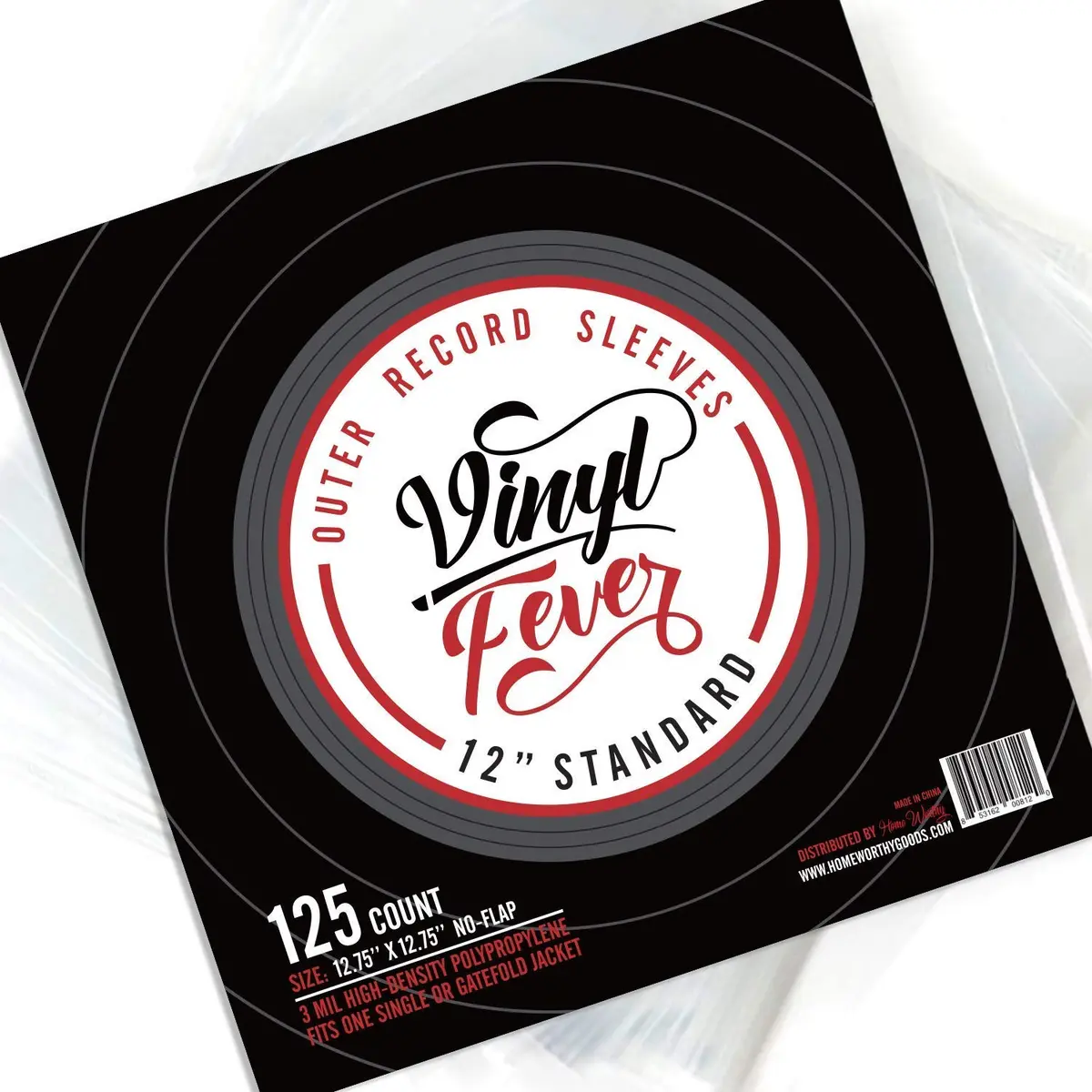 Vinyl Fever Record Sleeves [125 Pack] - Durable 3 Mil Polypropylene Album Covers for 12 Inch LPs - main product image