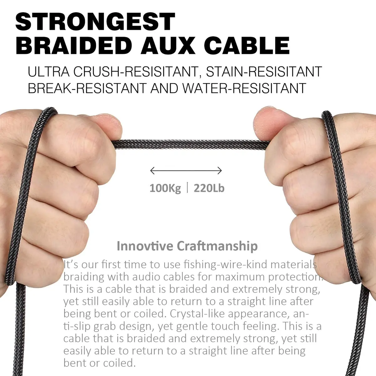 DUKABEL 8ft (2.4m) Aux Cable | Gold Plated 3.5mm Male to Male Stereo Audio Cable with Nylon Braided Jacket - view 8