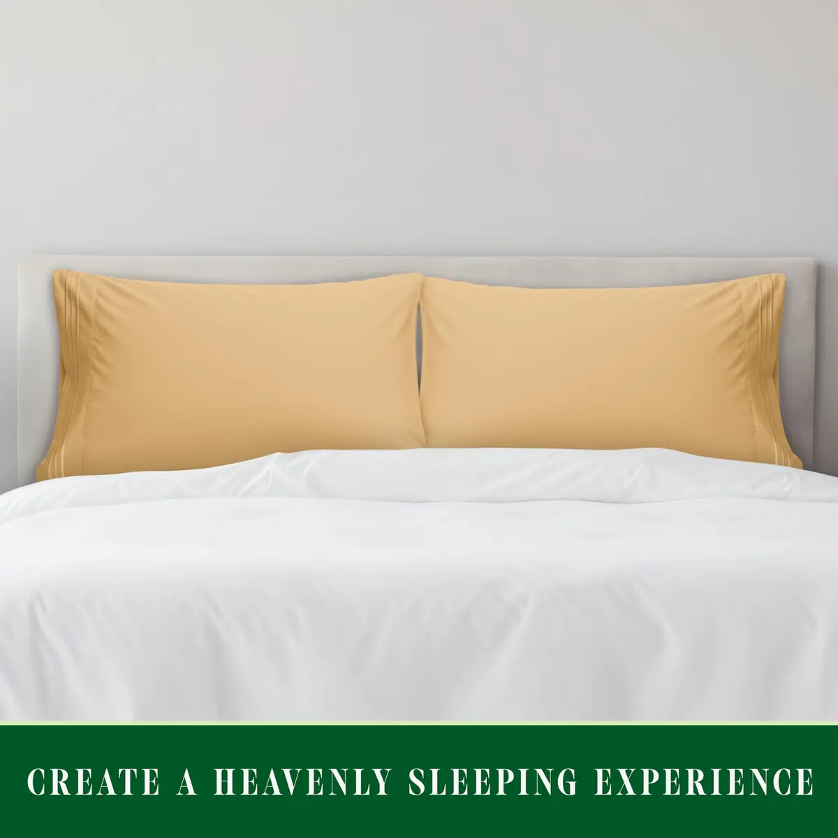 Elegant Comfort Luxury Ultra-Soft King Pillowcase Set | Wrinkle-Resistant Microfiber, 1500 Thread Count, Gold - view 3