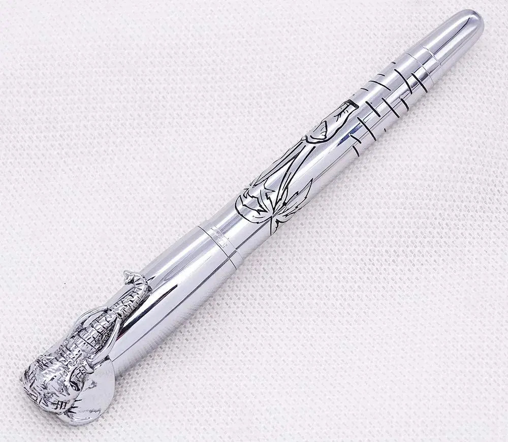 erofa Fuliwen Fountain Pen Medium Nib with Ink Refills Converter, Silver Stainless Steel Body Elephant Pattern Gift Pen 68 g (0.068 kg) | Smooth Writing Instrument - view 6