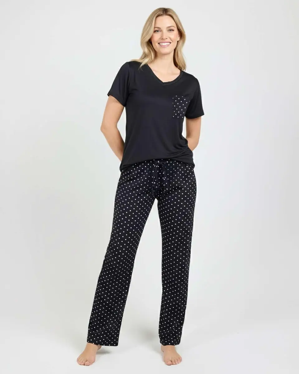Real Essentials Women's Pajama Sets Short Sleeve Sleepwear 2 Pack | Silky Soft, Comfy & Breathable (en_US) - view 5