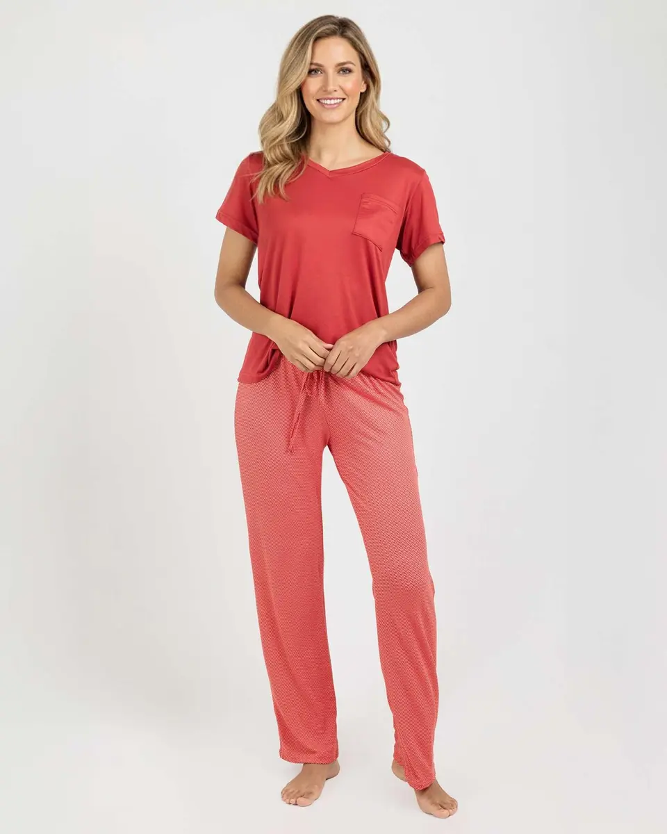 Real Essentials Women's Pajama Sets Short Sleeve Sleepwear 2 Pack | Silky Soft, Comfy & Breathable (en_US) - view 2