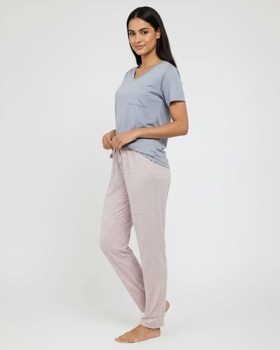 Real Essentials Women's Pajama Sets Short Sleeve | Comfy, Silky, Lightweight (95% Polyester, 5% Spandex) - view 7