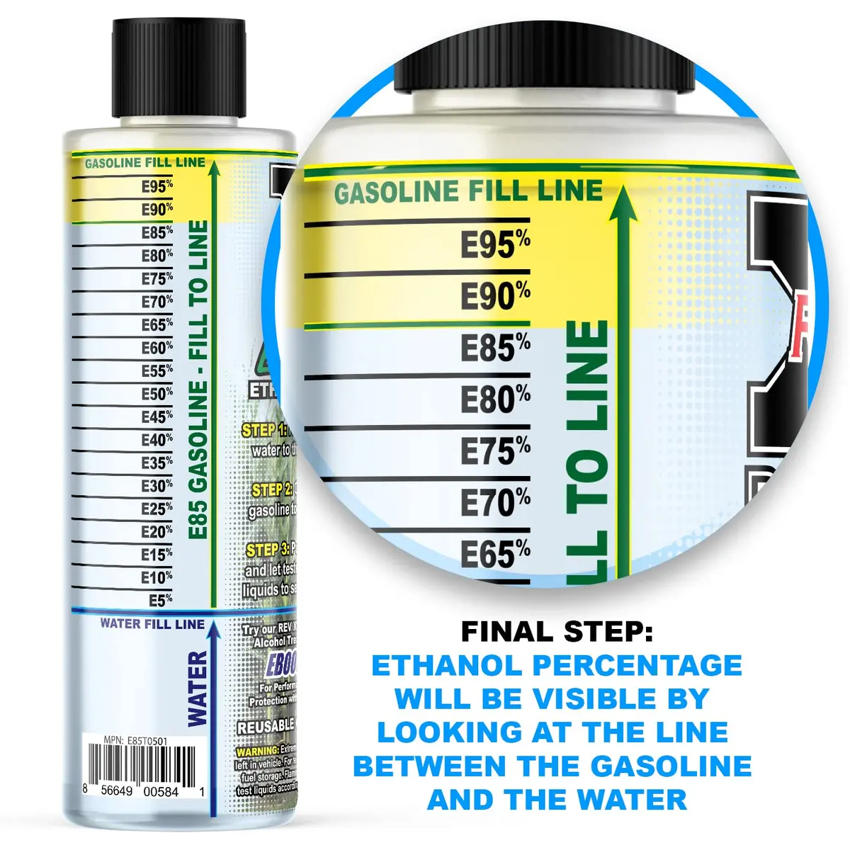 REV-X E85 Testing Kit - Corn Field Edition - Reusable Ethanol Gasoline Test Kit | Ethanol Water Content Measurement - view 4