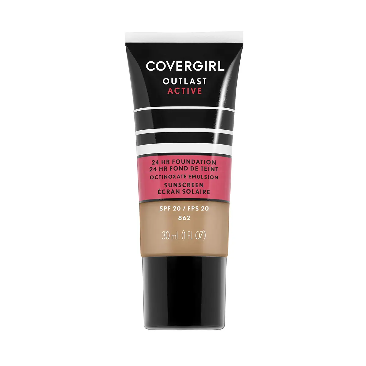 COVERGIRL Outlast Active Foundation, Natural Tan, 1 Ounce | Sweat-proof, 24H Wear, Pore-Friendly - main product image