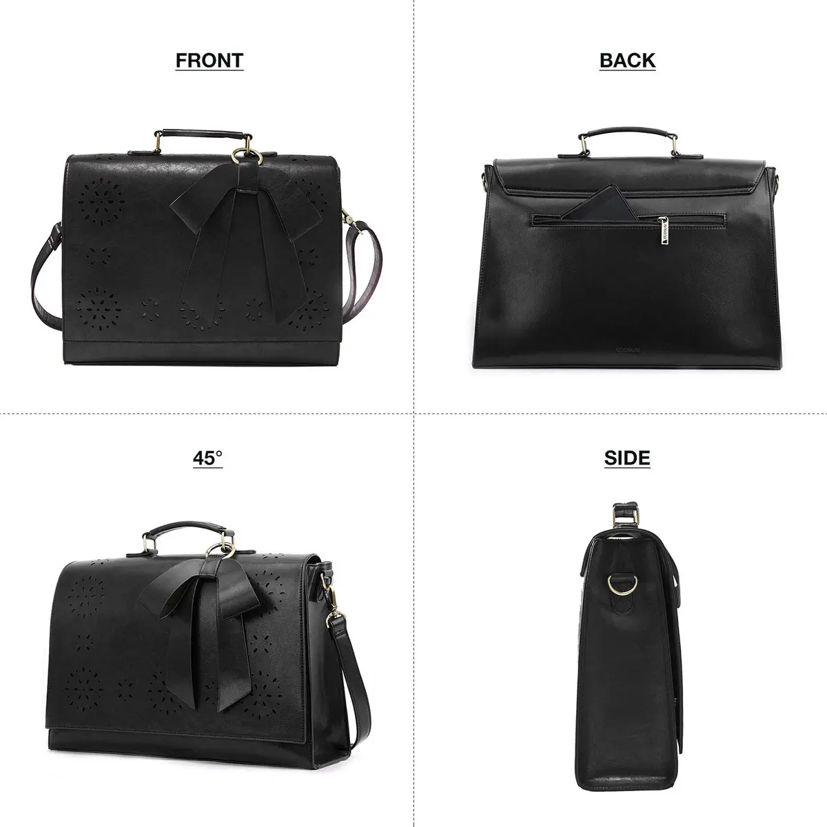 ECOSUSI Briefcase for Women Leather 15.6 inch | Elegant Vintage Business Bag with Laptop Compartment - view 5