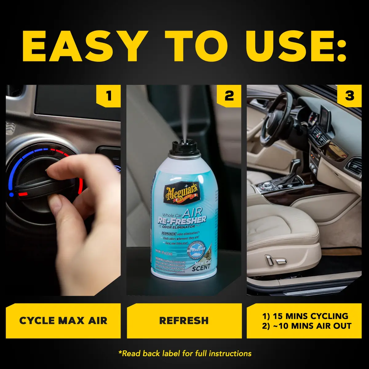 Meguiar’s Whole Car Air Refresher Odor Eliminator Mist 6 Fl Oz (177ml) | New Car Scent - view 6