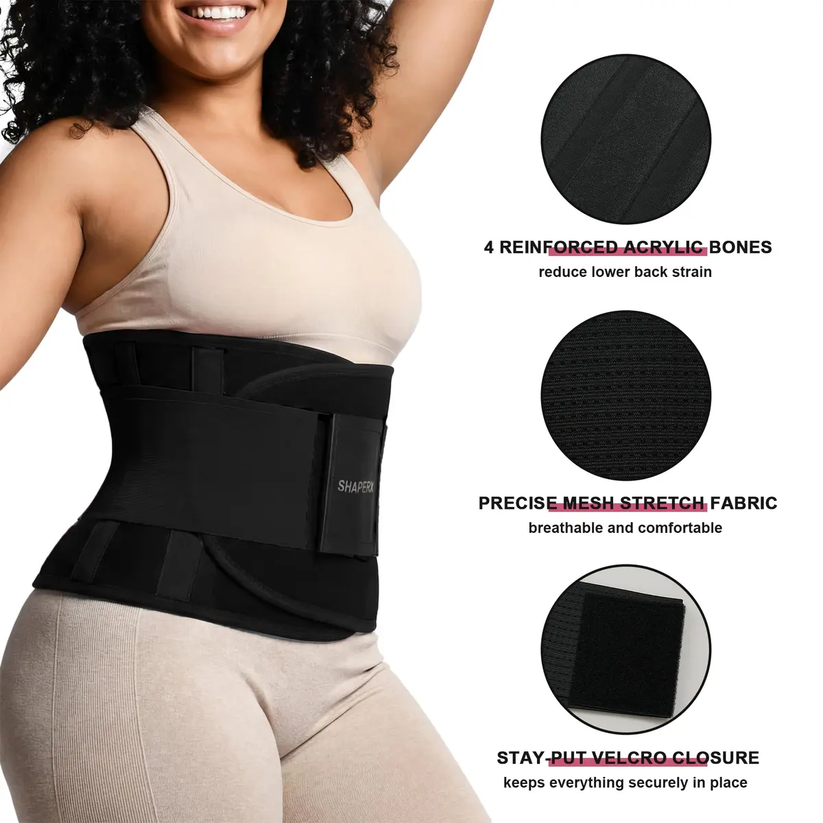 SHAPERX Waist Trainer for Women Tummy Control Waist Cincher Belt 2XL | Supports Workout & Postpartum Recovery - view 3