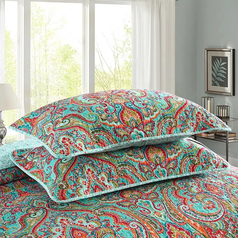 NEWLAKE Cotton Bedspread Quilt Sets-Reversible Patchwork Coverlet Set, European Gorgeous Floral Pattern, Twin Size - view 6