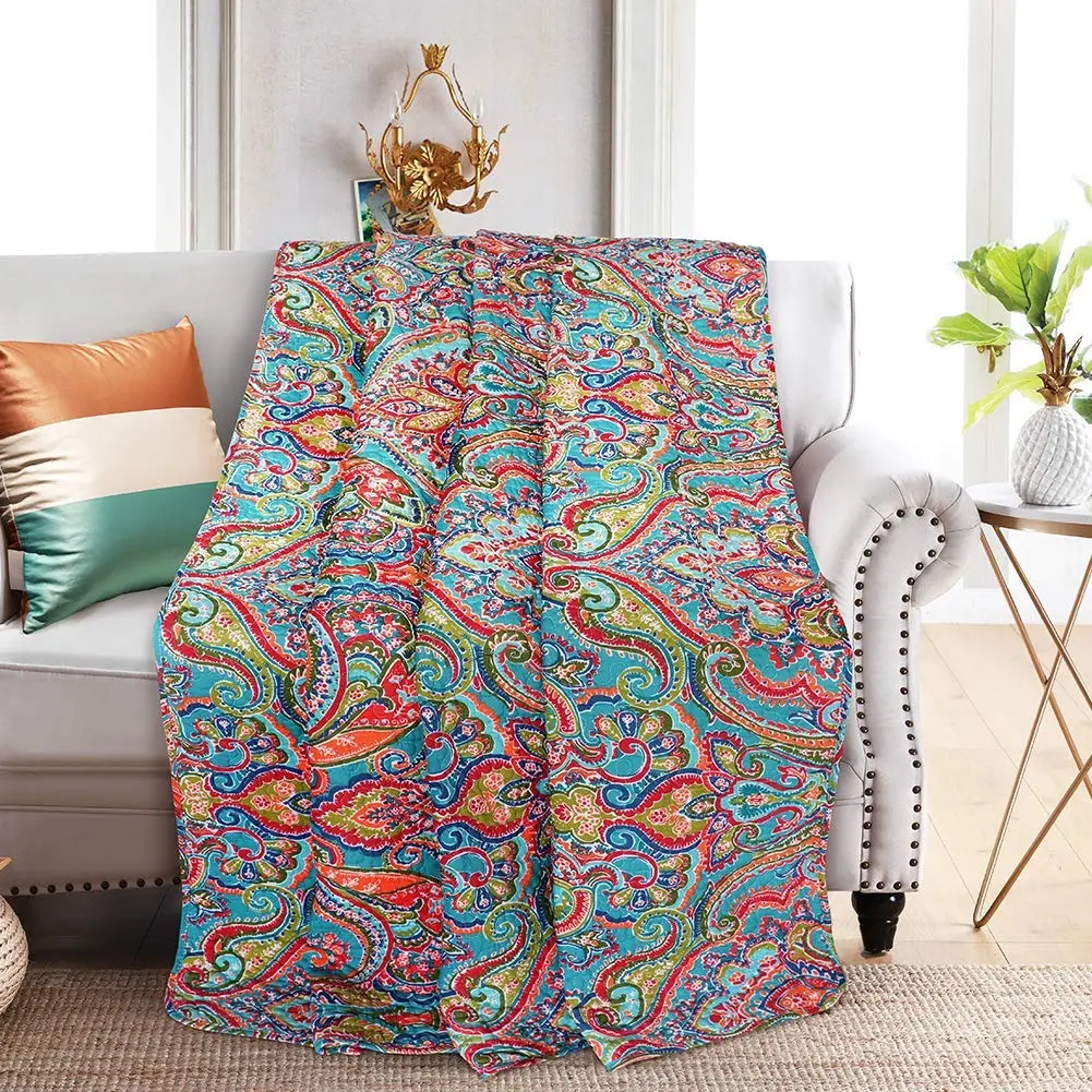 NEWLAKE Quilted Throw Blanket for Bed Couch Sofa, European Gorgeous Floral, 60X78 Inch - main product image