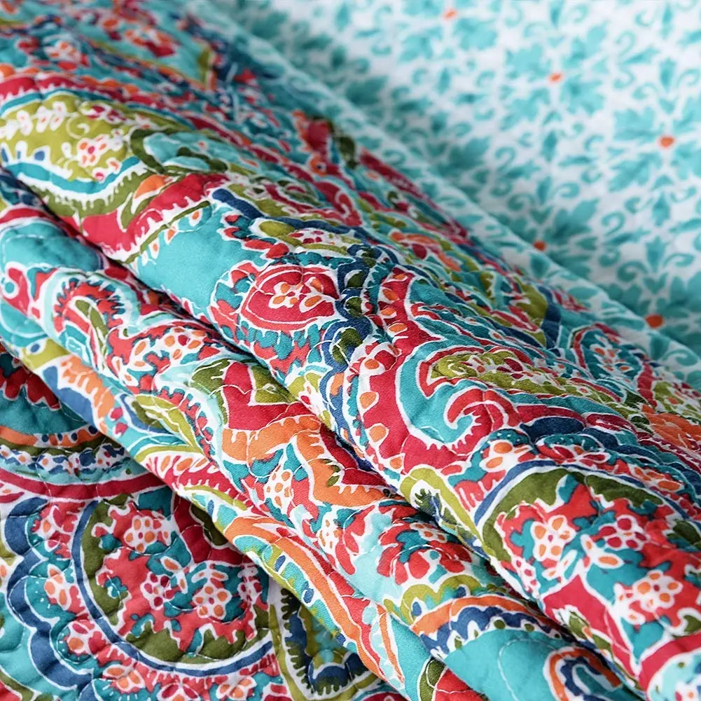 NEWLAKE Quilted Throw Blanket for Bed Couch Sofa, European Gorgeous Floral, 60X78 Inch - view 6