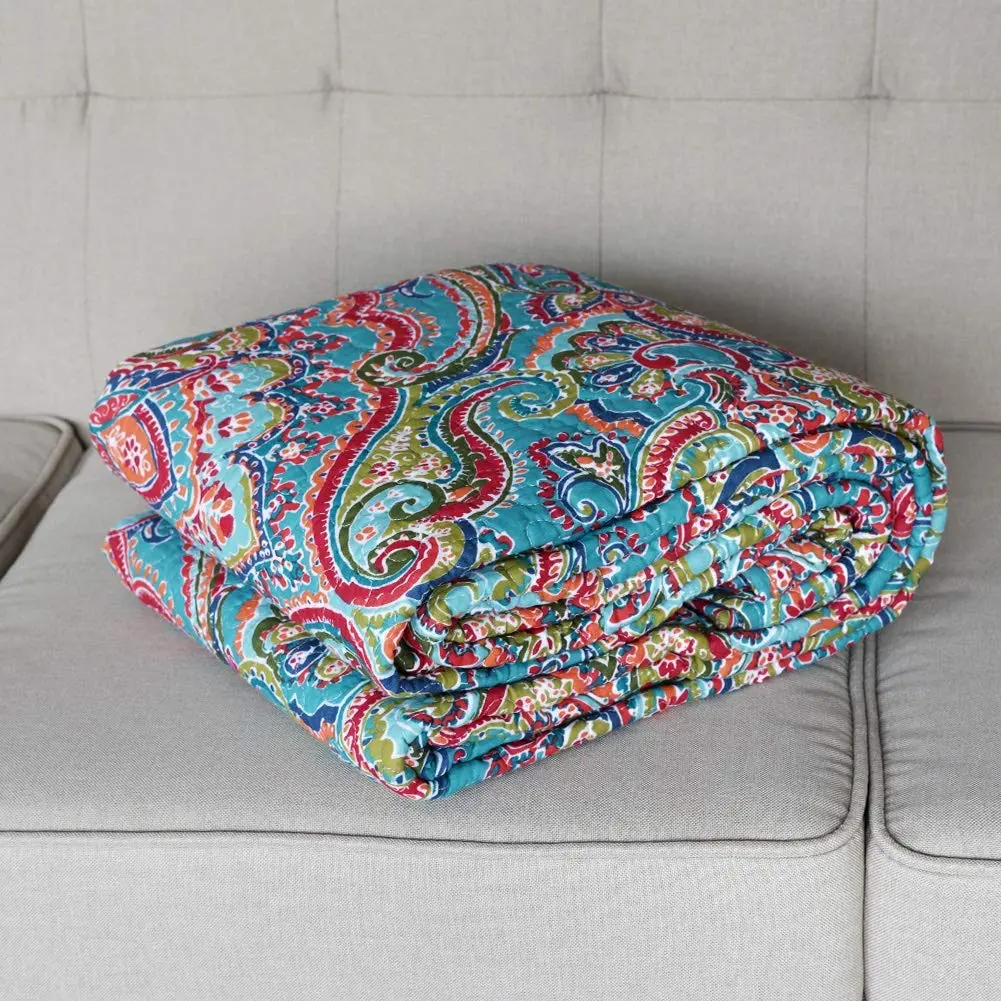 NEWLAKE Quilted Throw Blanket for Bed Couch Sofa, European Gorgeous Floral, 60X78 Inch - view 2
