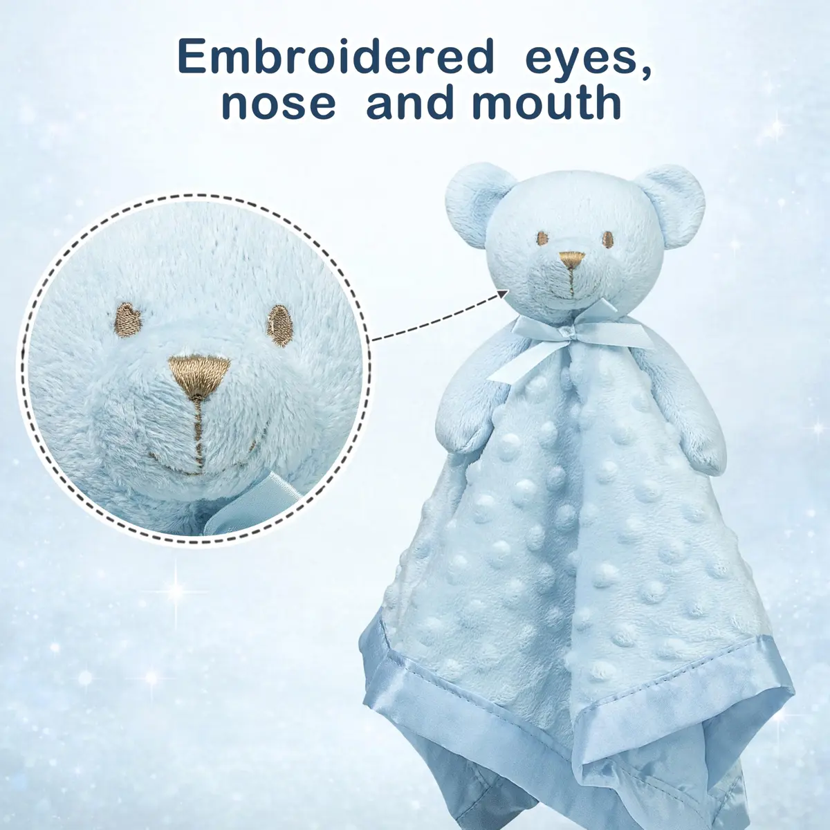 Pro Goleem Blue Teddy Bear Lovey Security Blanket 40cm x 40cm (16"x16") | Soft Lovie for Newborns & Toddlers - view 5