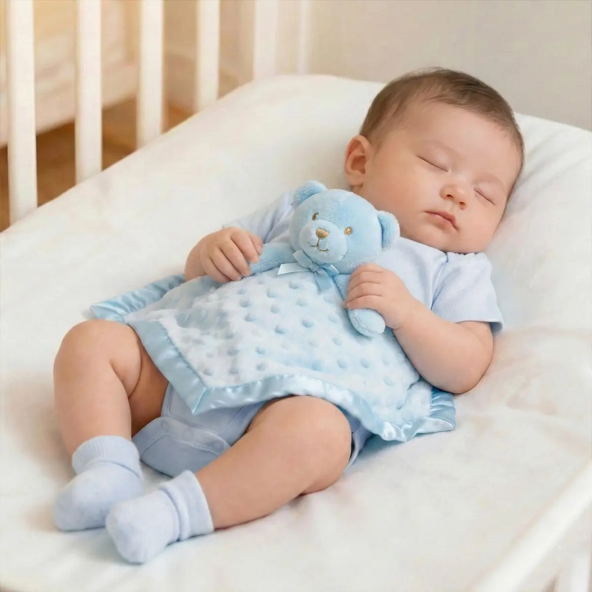 Pro Goleem Blue Teddy Bear Lovey Security Blanket 40cm x 40cm (16"x16") | Soft Lovie for Newborns & Toddlers - view 6