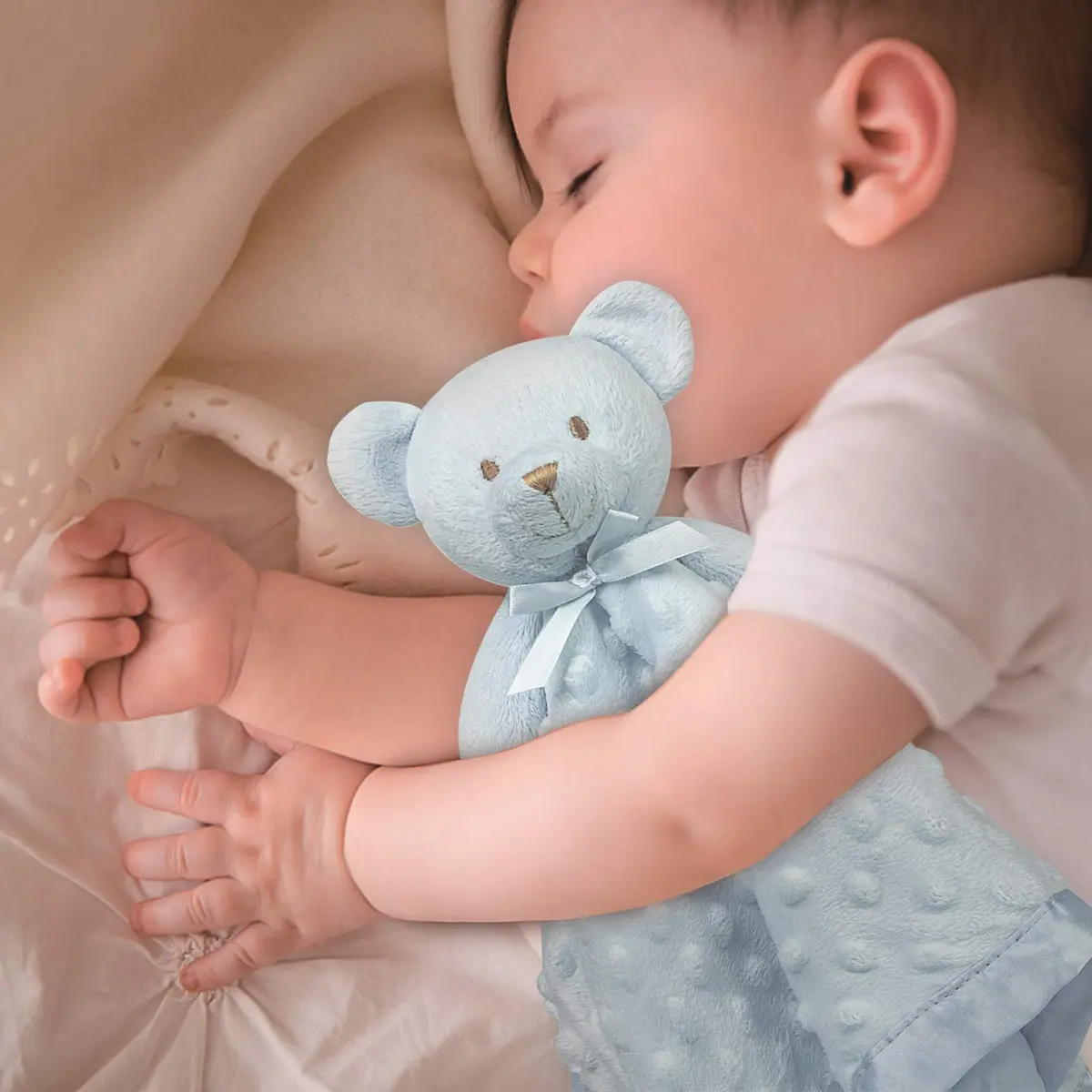 Pro Goleem Blue Teddy Bear Lovey Security Blanket 40cm x 40cm (16"x16") | Soft Lovie for Newborns & Toddlers - view 2