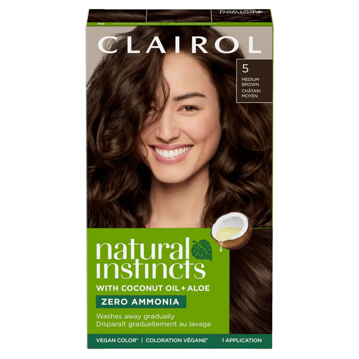Clairol Natural Instincts Demi-Permanent Hair Dye 5 Medium Brown 172ml (5.85 Fl Oz) | Gentle Zero Ammonia Formula - main product image
