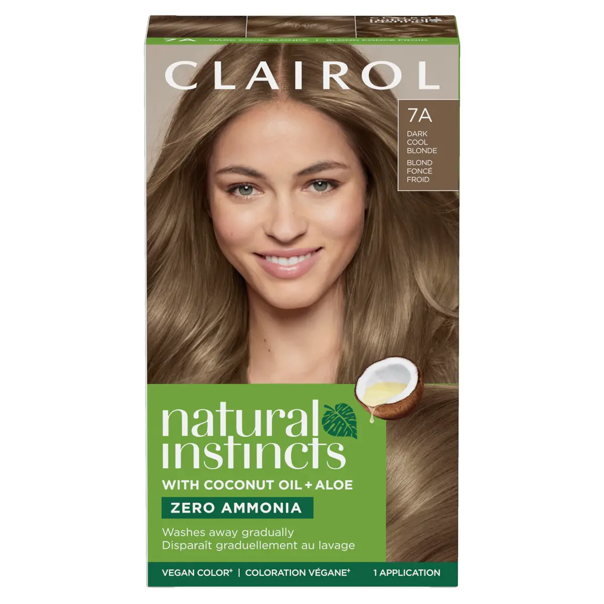 Clairol Natural Instincts Demi-Permanent Hair Dye 7A Dark Cool Blonde 163 ml (5.53 Fl Oz) | Ammonia-Free Vegan Color with Coconut Oil & Aloe - main product image