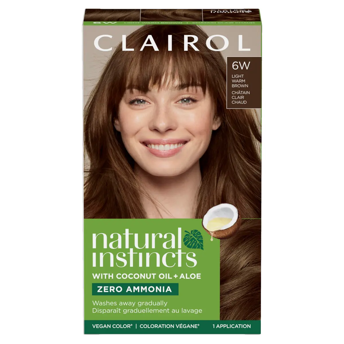 Clairol Natural Instincts Demi-Permanent Hair Dye 6W Light Warm Brown 177ml (5.85 Fl Oz) | Ammonia-Free Vegan Hair Color with Coconut Oil & Aloe Vera - main product image