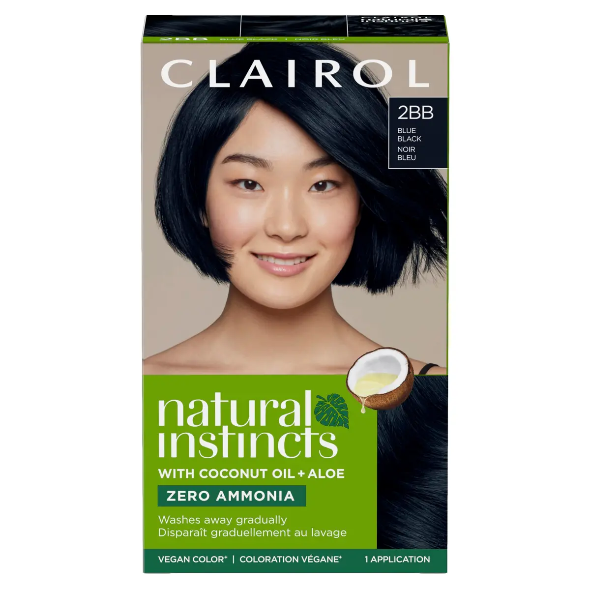 Clairol Natural Instincts Demi-Permanent Hair Dye, 2BB Blue Black, 172ml (5.85 Fl Oz) | Ammonia-Free Vegan Color - main product image
