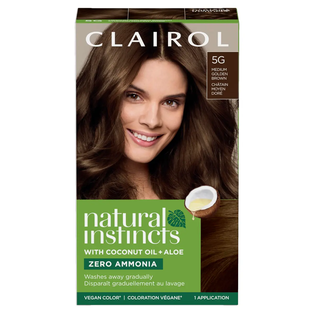 Clairol Natural Instincts Demi-Permanent Hair Dye 5G Medium Golden Brown 163ml (5.5 Fl Oz) | Gentle Ammonia-Free Color with Coconut Oil & Aloe - main product image