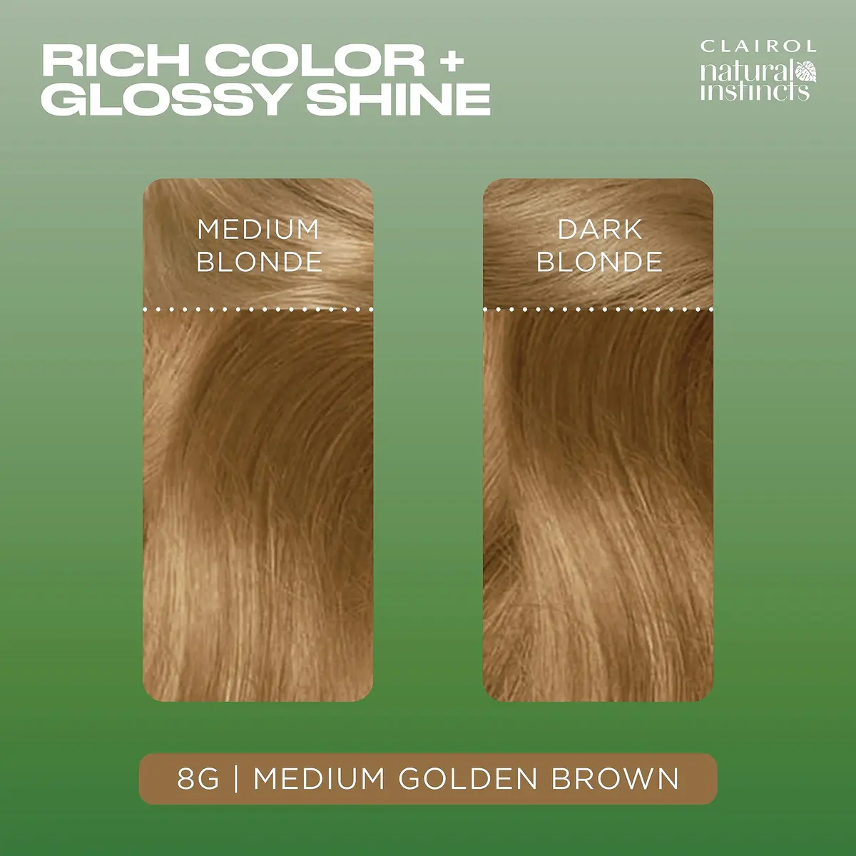 Clairol Natural Instincts Demi-Permanent Hair Dye 8G Medium Golden Blonde | Gradual Gray Blurring & Glossy Shine - view 4