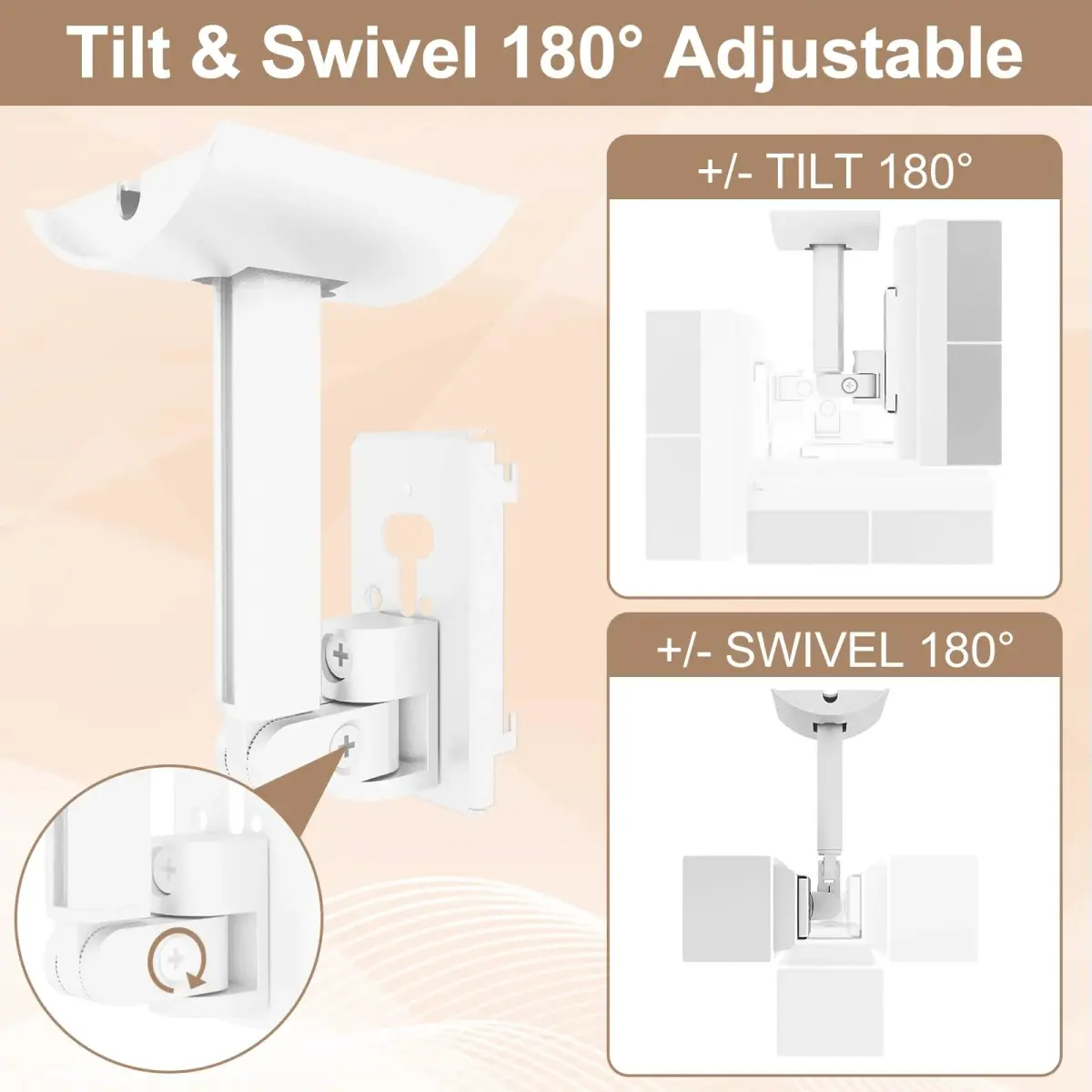 Dinghosen White Speaker Wall & Ceiling Mount for Bose UB-20, UB-20 Series II | Adjustable Tilt & Swivel - view 4