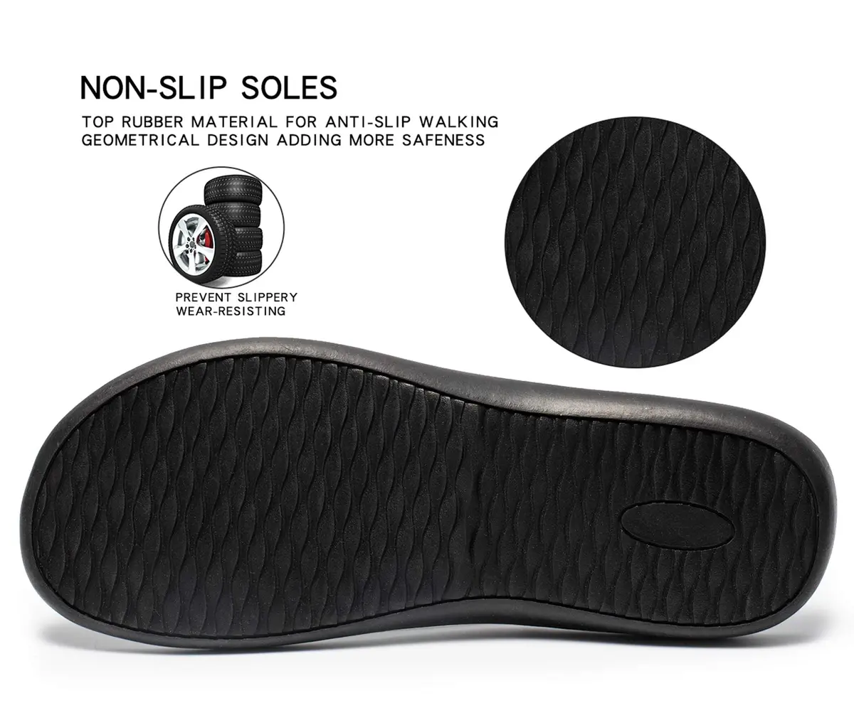 LLSOARSS Plantar Fasciitis Feet sandal with Arch Support | Orthotic Flip Flops for Flat Feet, Heel Pain (10 M US, Black) - view 5
