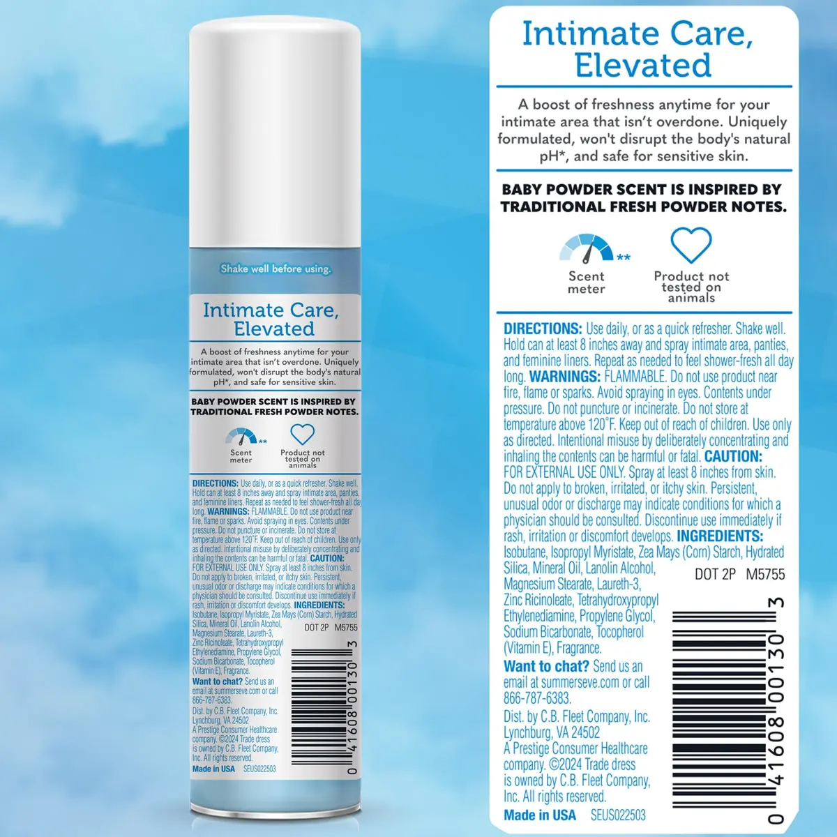 Summer's Eve Gentle Feminine Spray Baby Powder 177ml (6 Fl Oz) | Daily Odor Protection - view 7