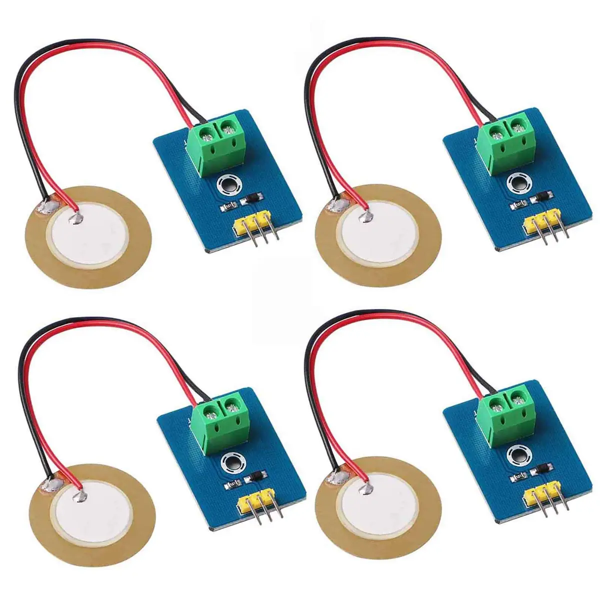 MakerHawk 4pcs Analog Ceramic Piezo Vibration Sensor Module 3.3V/5V | Detects Vibration Extent - main product image