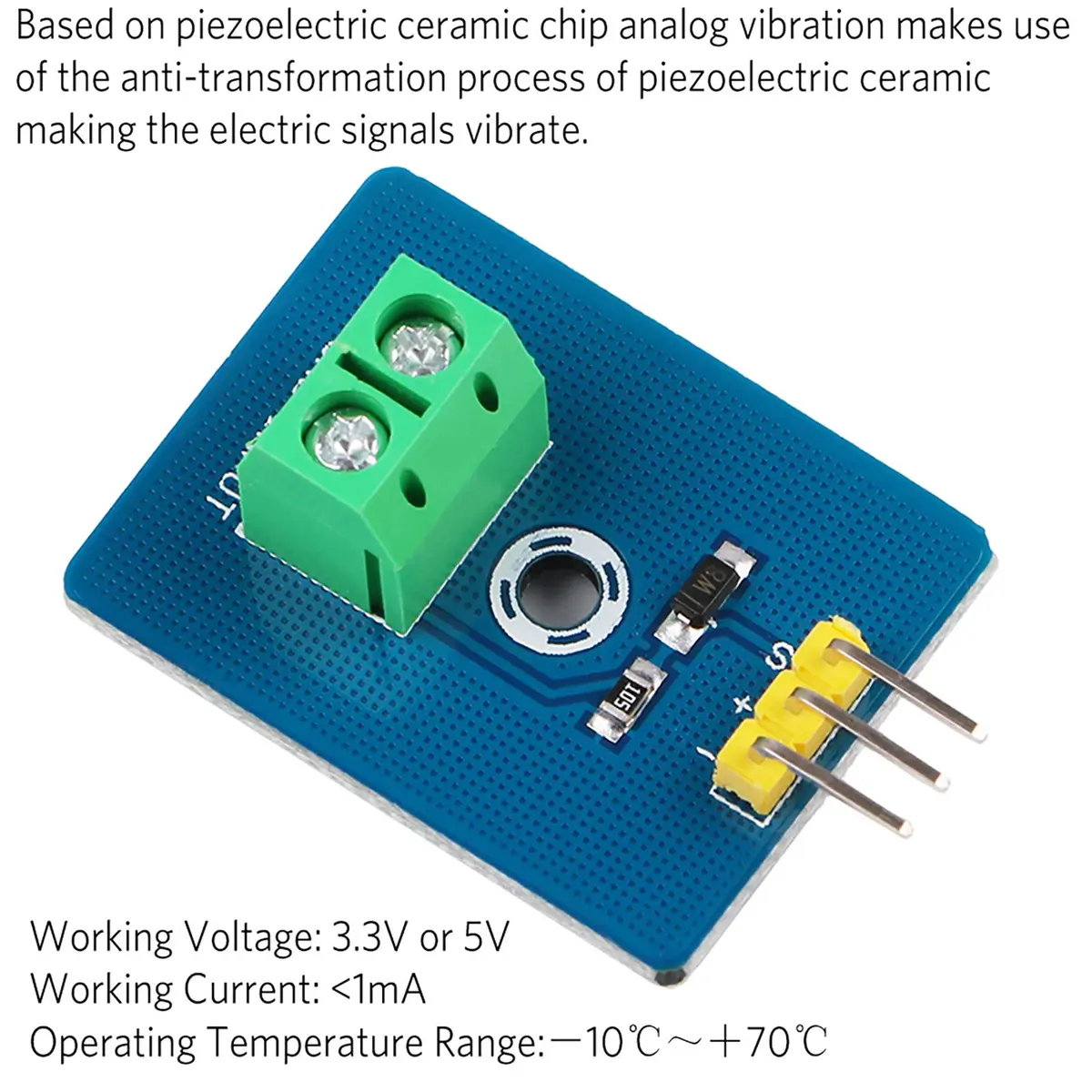 MakerHawk 4pcs Analog Ceramic Piezo Vibration Sensor Module 3.3V/5V | Detects Vibration Extent - view 2