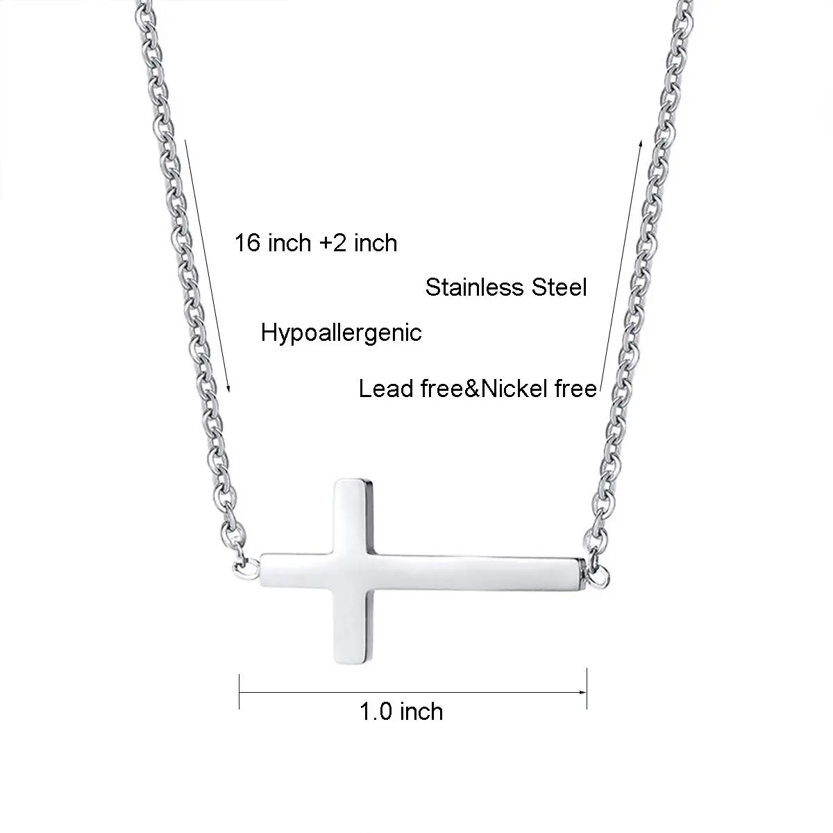 MOMOL Sideways Cross Necklace for Women 18K Gold Plated Christian Necklaces | Dainty Gold Pendant - view 5