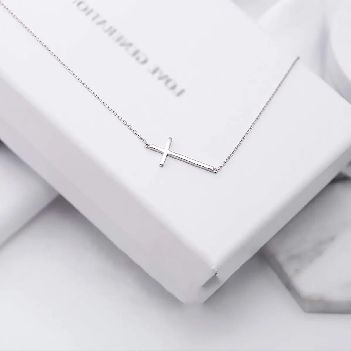 MOMOL Sideways Cross Necklace for Women 18K Gold Plated Christian Necklaces | Dainty Gold Pendant - view 6