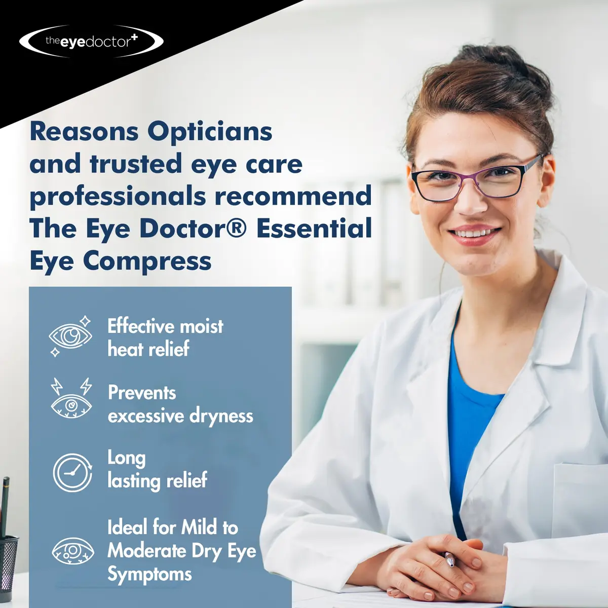 The Eye Doctor Hot Compress for Eye - Helps Dry Eye & Blepharitis - Reusable Eye Mask - Heated Eye Mask for Dry Eyes - Warm Compress for Dry Eyes - Heated Eye Mask for Stye | Adjustable & Microwave Safe - view 3