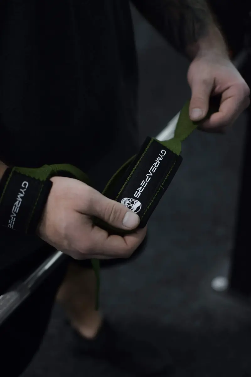 Gymreapers Lifting Wrist Straps Military Green | Padded Neoprene & 18" Cotton for Deadlifts & Weightlifting - view 5