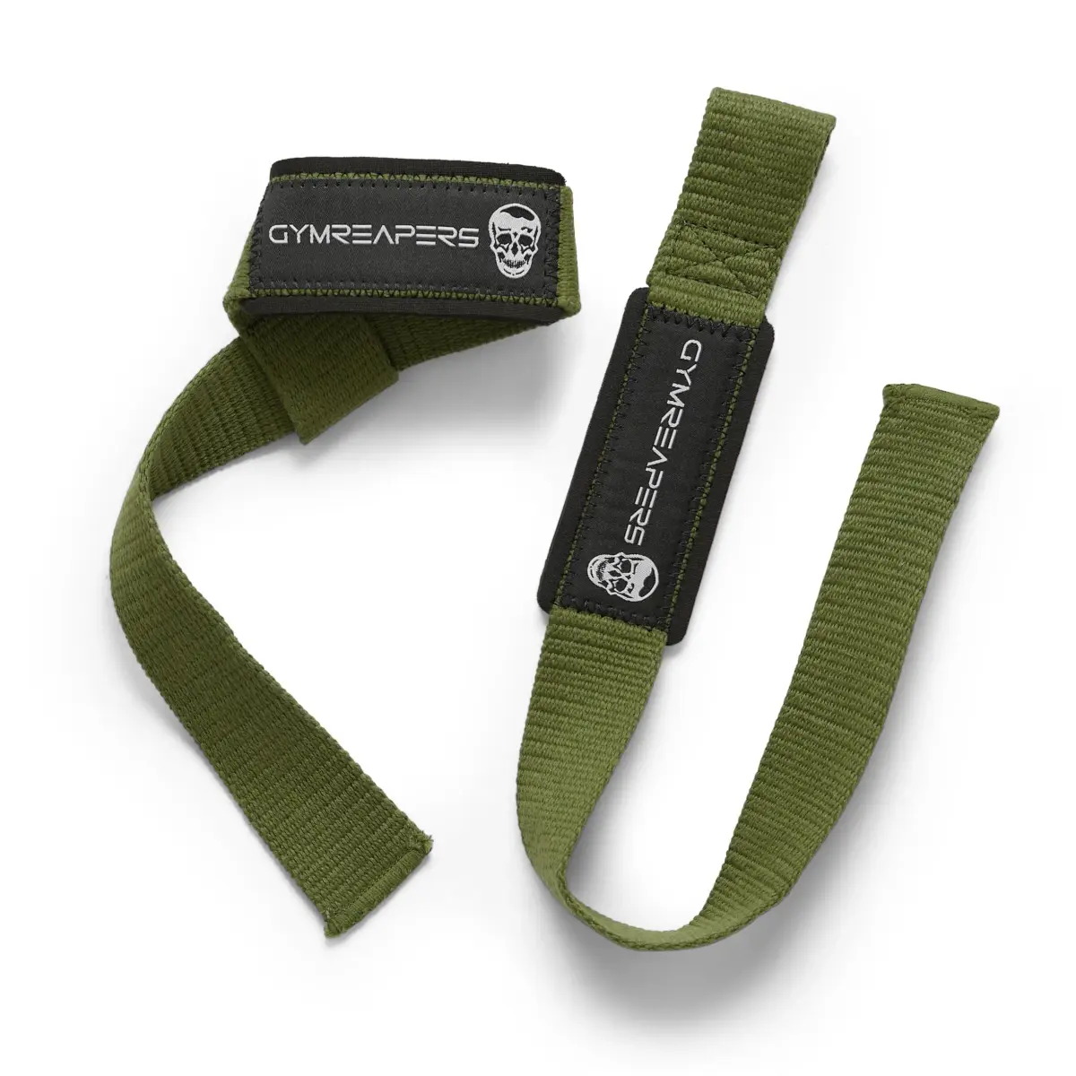 Gymreapers Lifting Wrist Straps Military Green | Padded Neoprene & 18" Cotton for Deadlifts & Weightlifting - view 3