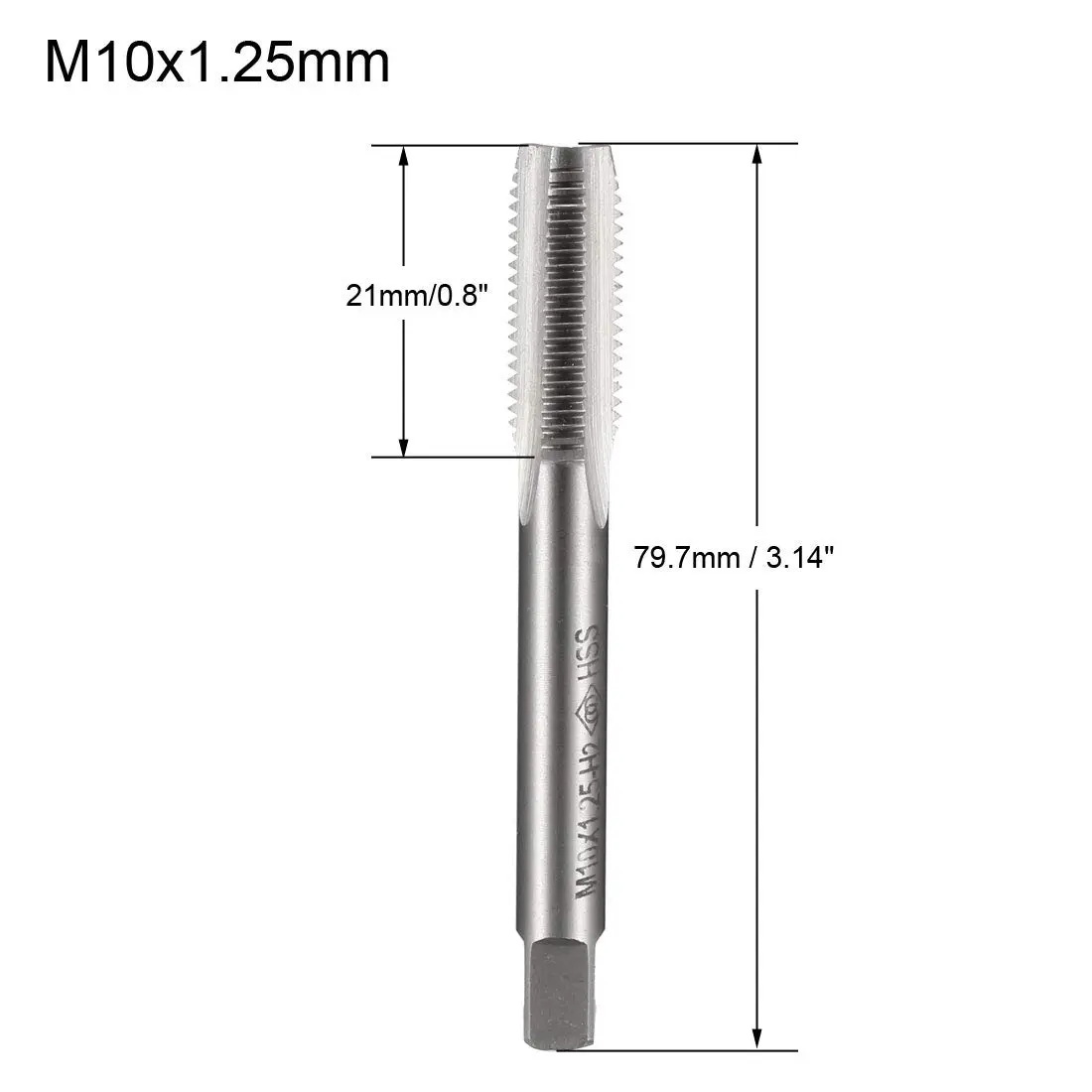 uxcell Metric Machine Tap M10 x 1.25mm H2 High Speed Steel Straight Flute (1 pc) - view 2