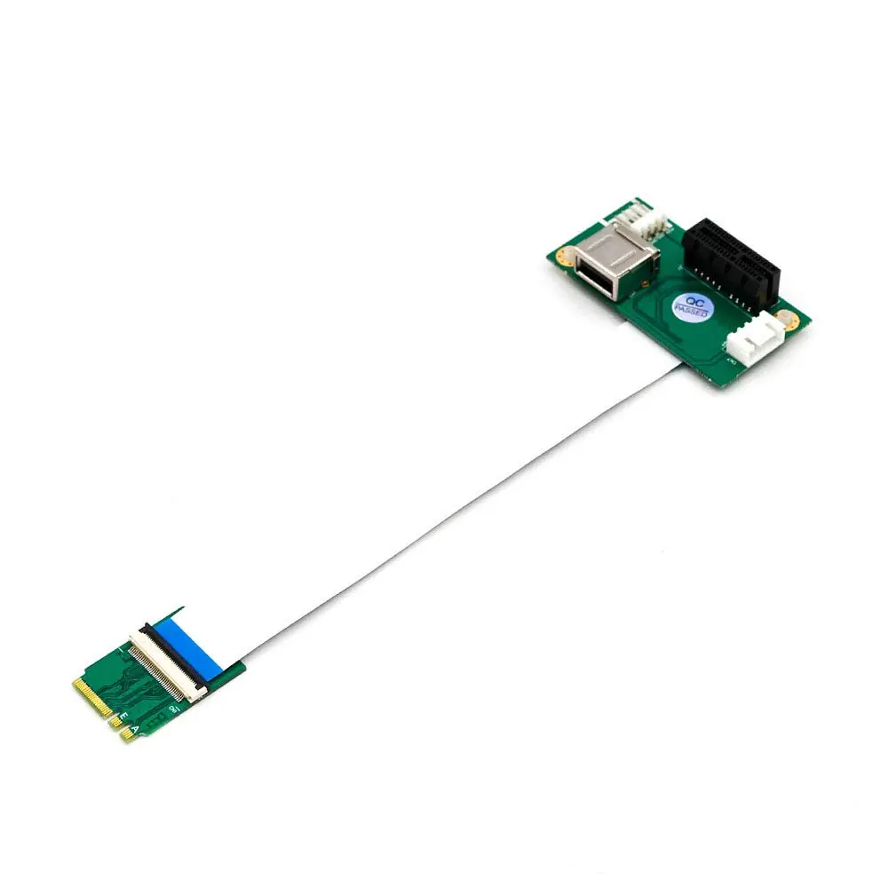 Mustpoint NGFF (M.2) Key A/E to PCI-E x1 + USB Riser Card 15cm & 25cm Cables | Support PCIe 1X/4X/8X/16X, USB 2.0, Windows 7+ - main product image