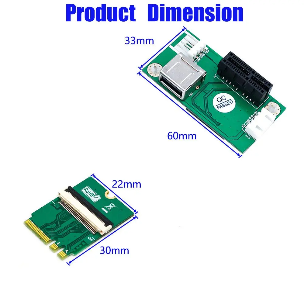 Mustpoint NGFF (M.2) Key A/E to PCI-E x1 + USB Riser Card 15cm & 25cm Cables | Support PCIe 1X/4X/8X/16X, USB 2.0, Windows 7+ - view 5