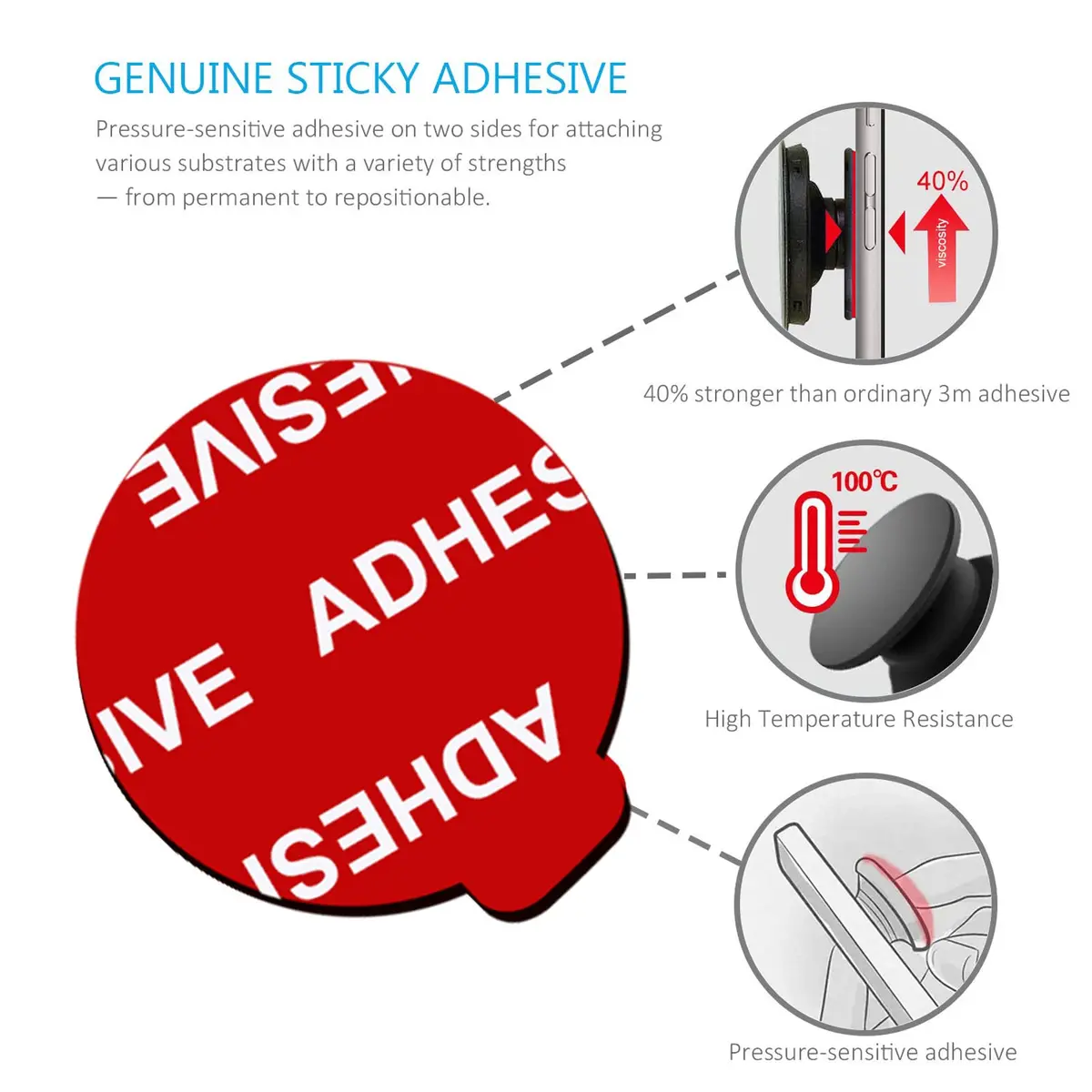 PKYAA Sticky Adhesive Replacement Pads 35mm & 23mm | Strong Hold for Car Mounts & Grips (8-Pack) - view 5