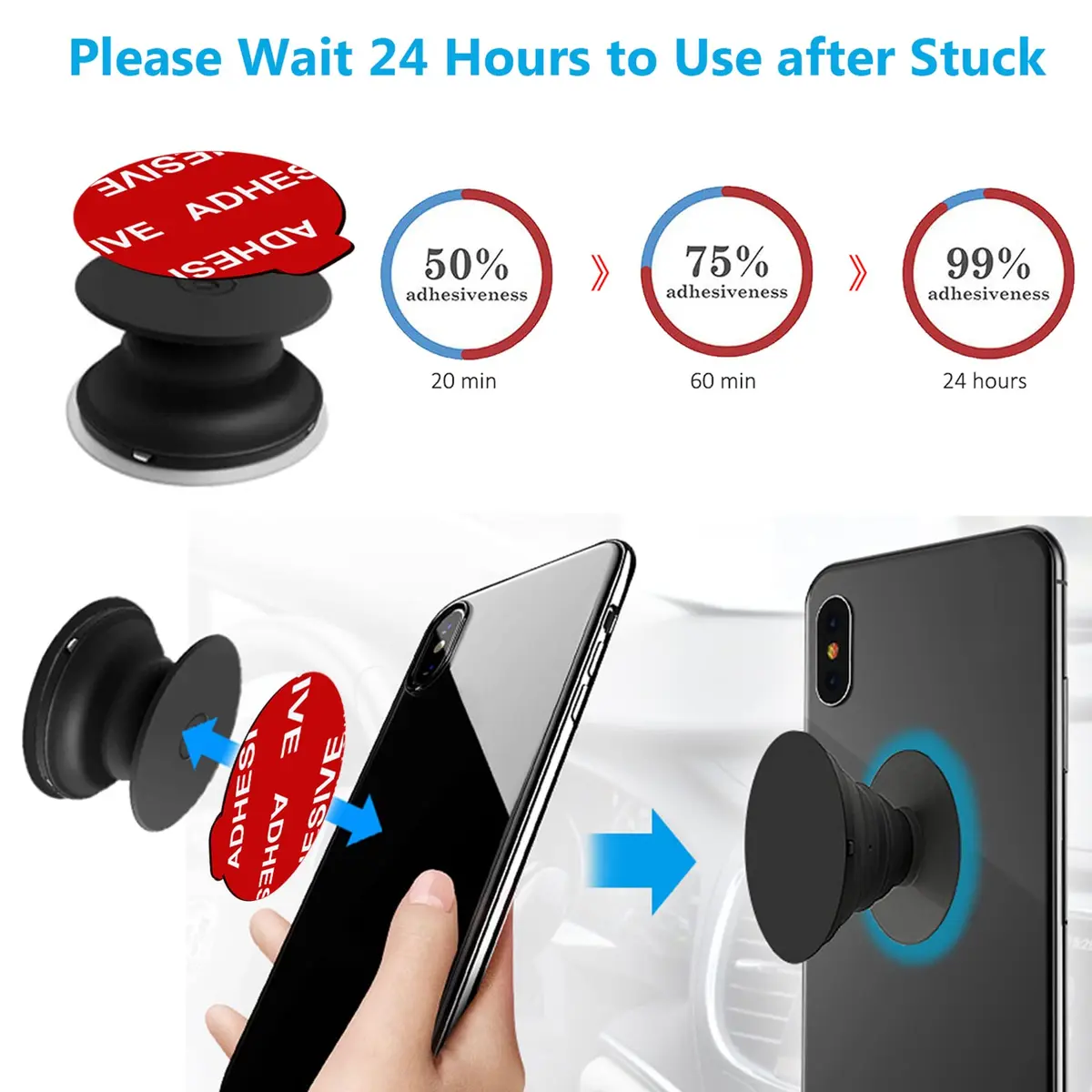 PKYAA Sticky Adhesive Replacement Pads 35mm & 23mm | Strong Hold for Car Mounts & Grips (8-Pack) - view 6