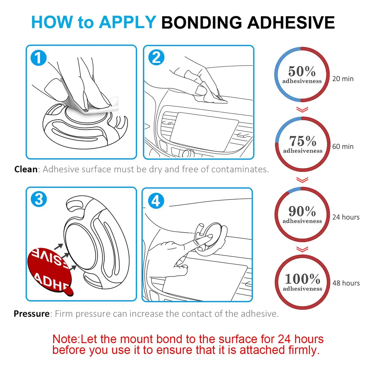 PKYAA Sticky Adhesive Replacement Pads 35mm & 23mm | Strong Hold for Car Mounts & Grips (8-Pack) - view 7