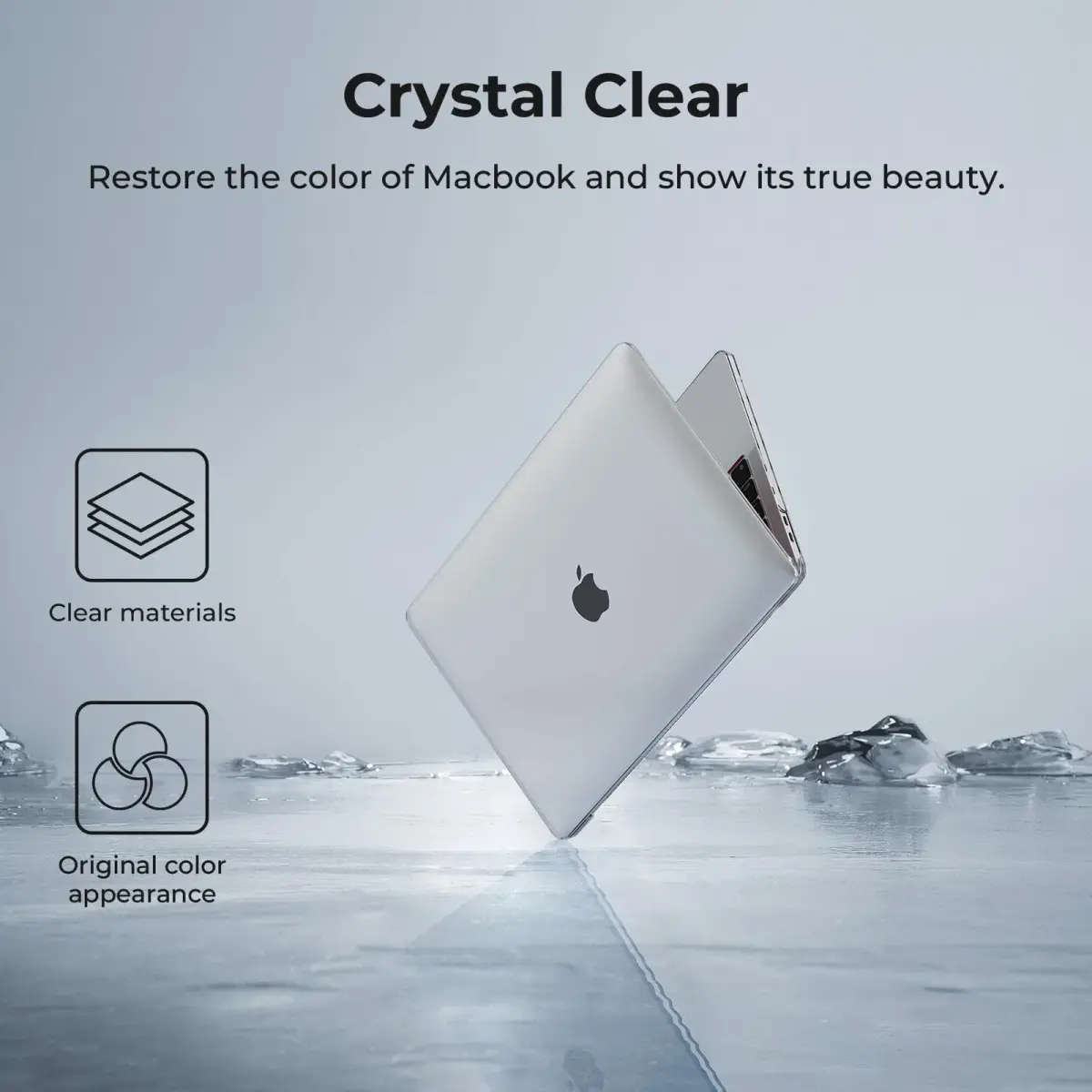 EooCoo Crystal Clear Hard Shell Case for MacBook Air 13-inch M1 (A2337/A2179/A1932) | Protects from Scratches & Dents - view 2