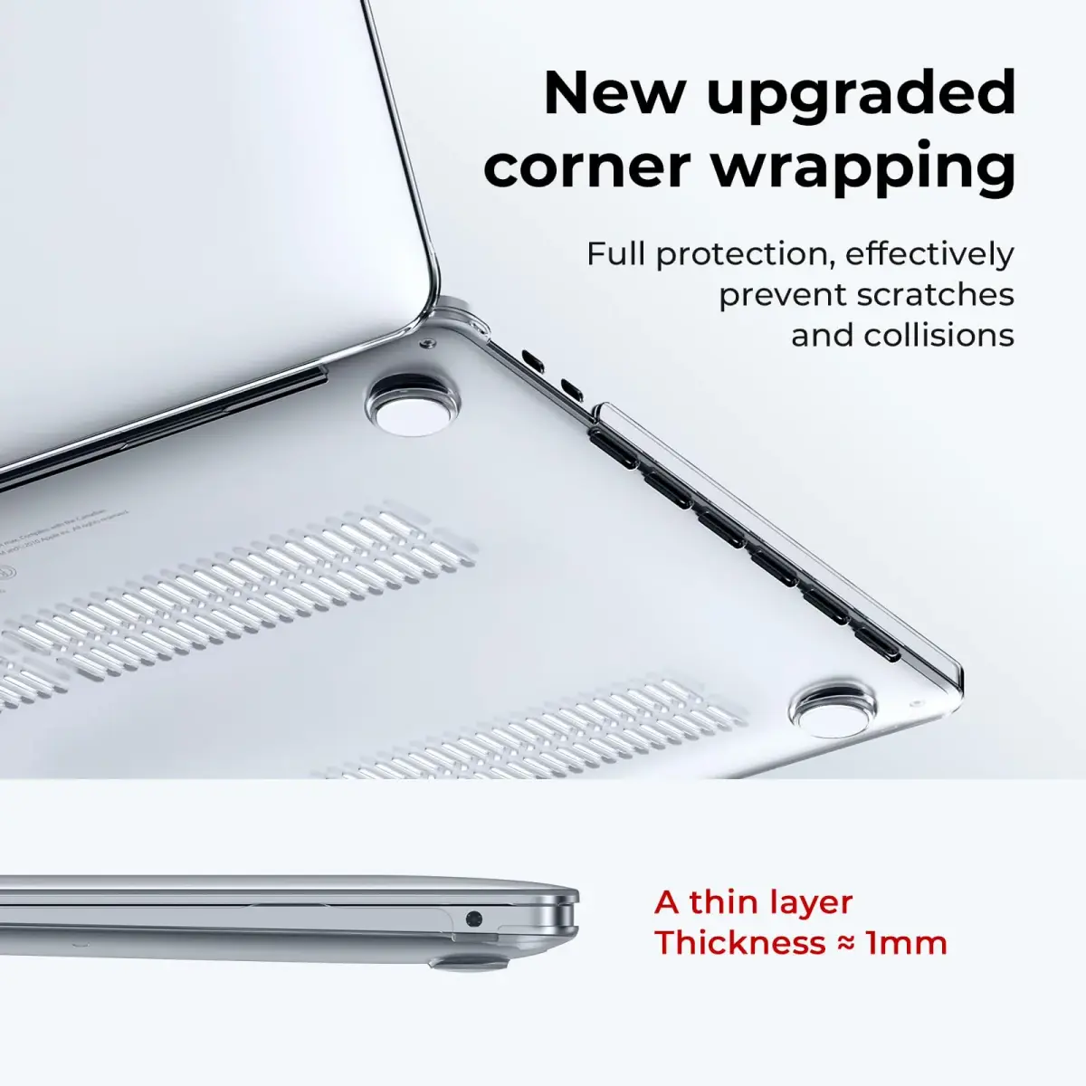 EooCoo Crystal Clear Hard Shell Case for MacBook Air 13-inch M1 (A2337/A2179/A1932) | Protects from Scratches & Dents - view 4