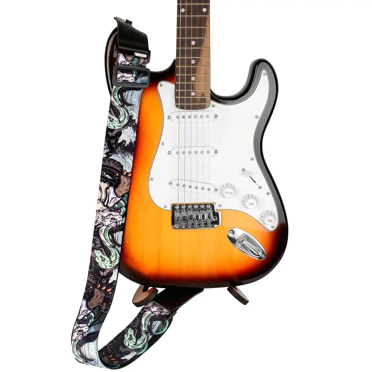 Rinastore Black Tortoise Guitar Strap 41-67" | Comfortable, Adjustable, Heavy-Duty Polyester - view 3