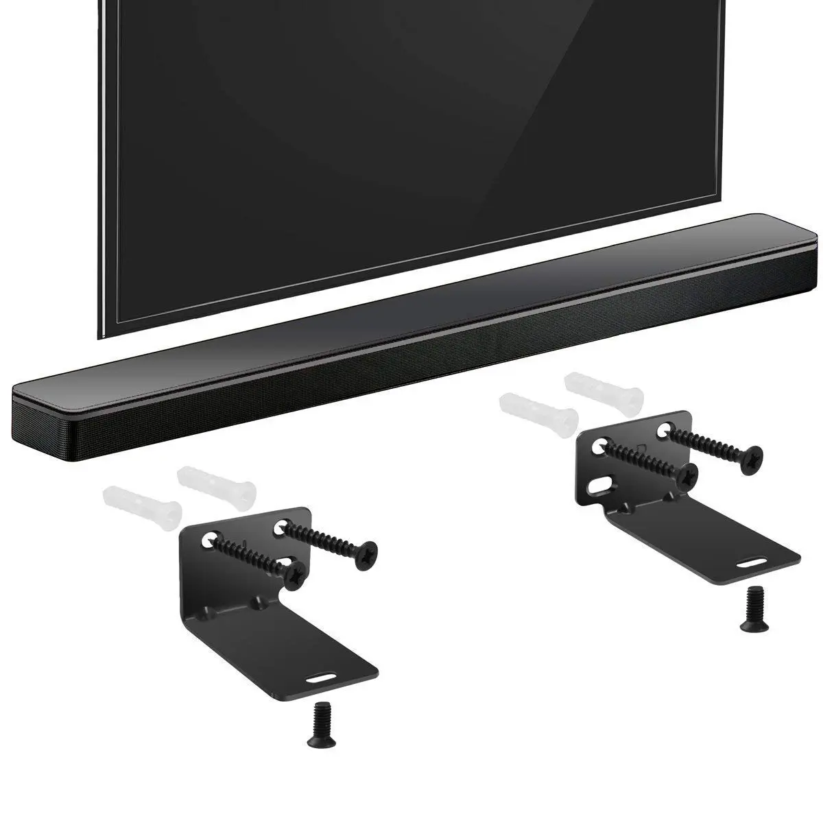 Dinghosen Soundbar Wall Mount Bracket for Samsung, Sony, LG, Vizio, Bose, JBL, TCL, Yamaha, Sonos, RCA | Stainless Steel, Black - view 3