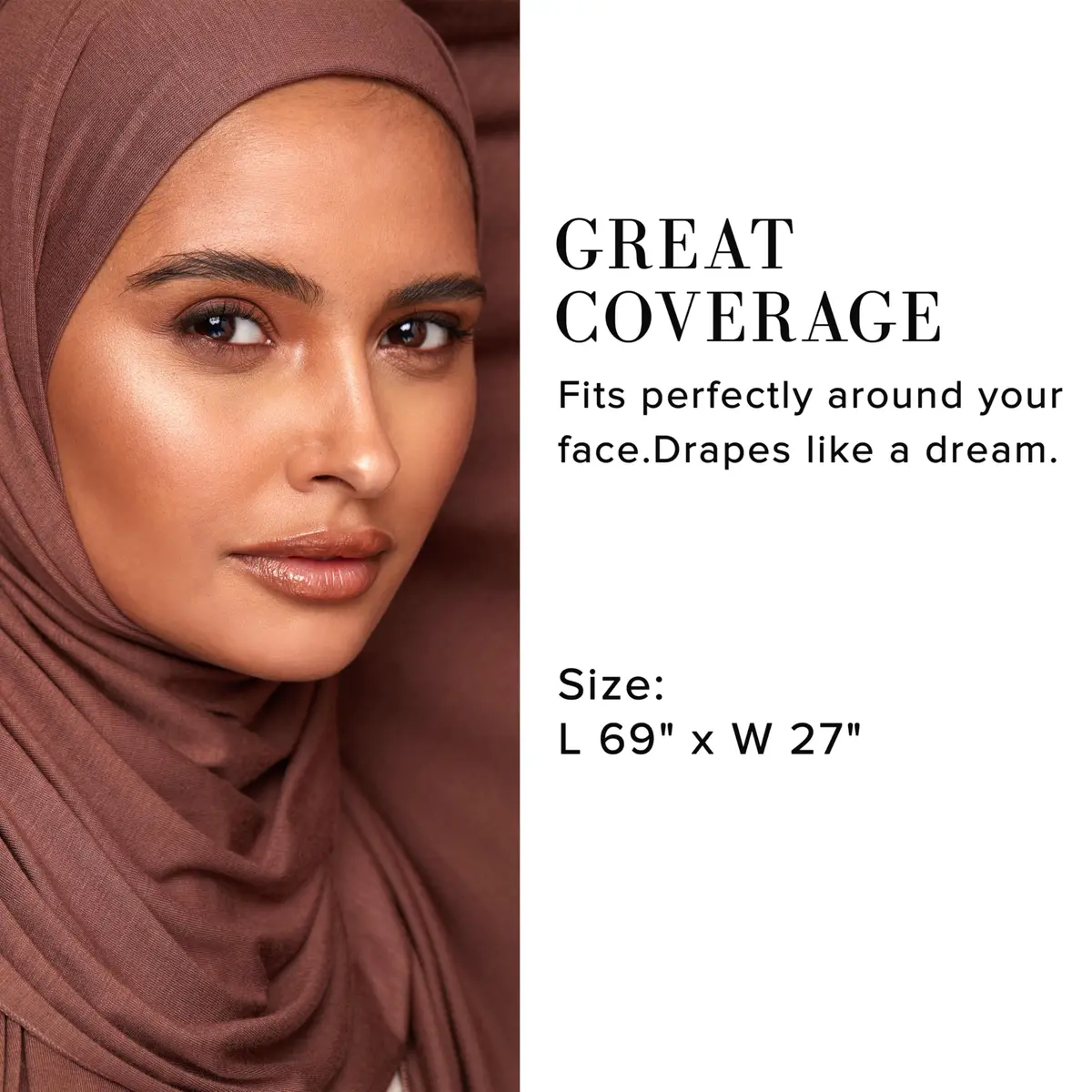 VOILE CHIC Premium Jersey Hijab Scarf for Women - Mocha | 4-Way Stretch, Soft & Non-Slip (70-120 chars) - view 4
