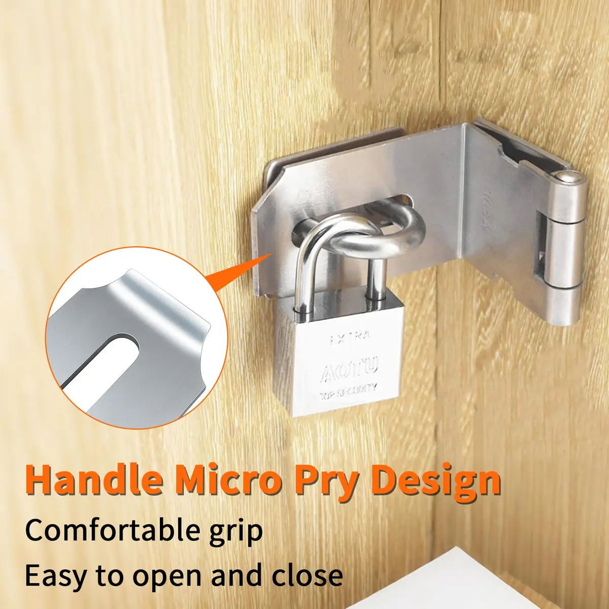 HOWDIA 90 Degree Hasp Latch 6.3cm (2.5 Inch) | Stainless Steel Security Lock for Sliding & Barn Doors - view 5